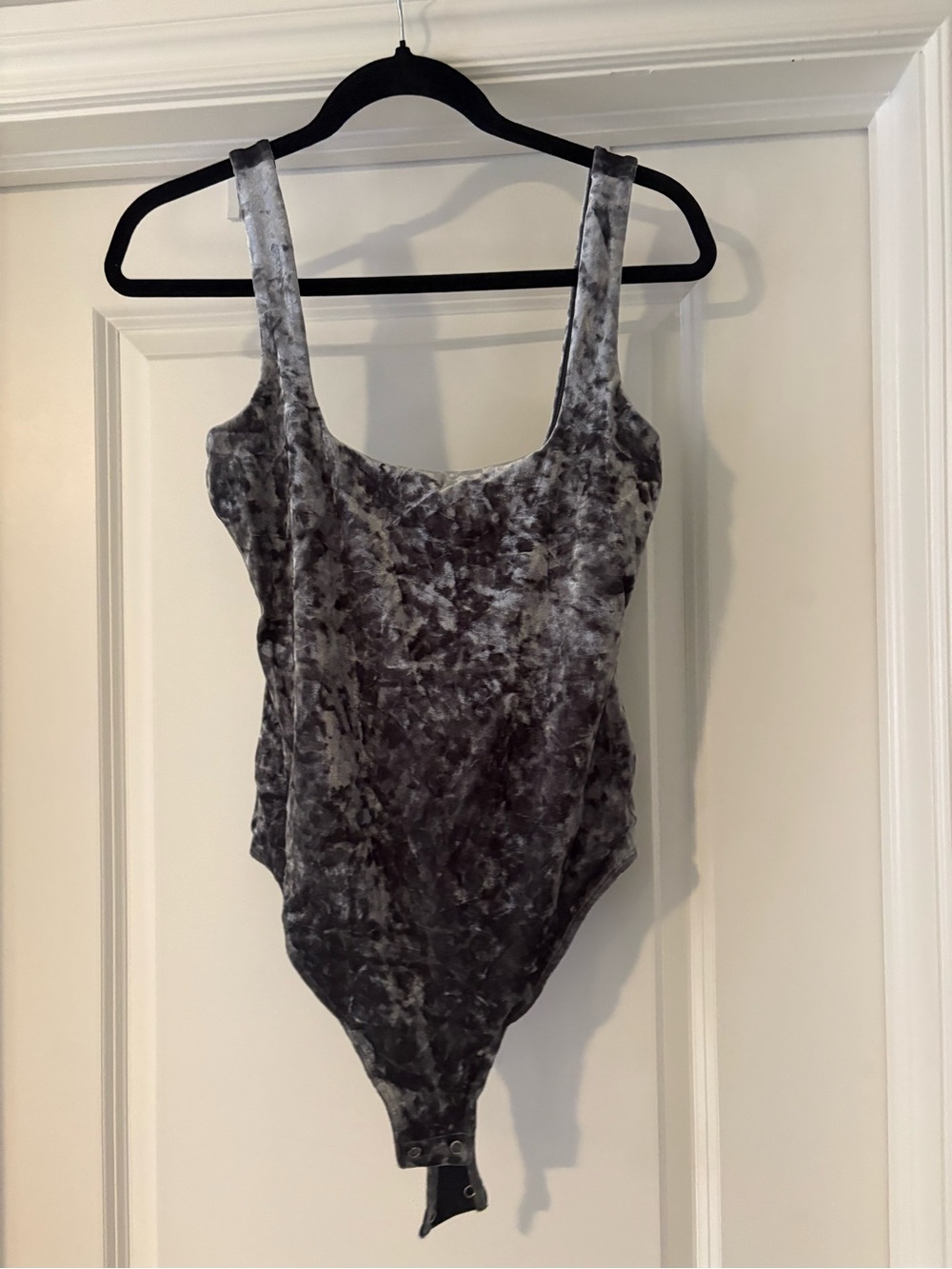 Velvet Tank One-Piece Bodysuit in Charcoal Gray - Woman’s